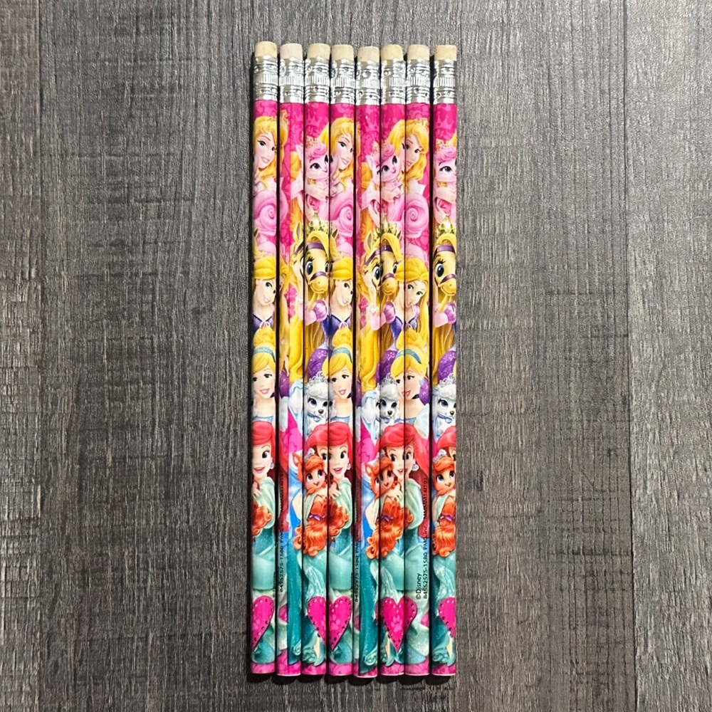 💞 New Set of 8 Disney Princess Palace Pets Pink Pencils With Erasers
